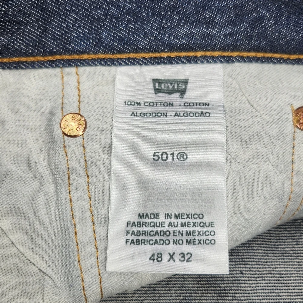 Levi's 501 Dark Blue 100% Cotton Button Fly Denim Jeans 48 X 32 - Picture 9 of 10